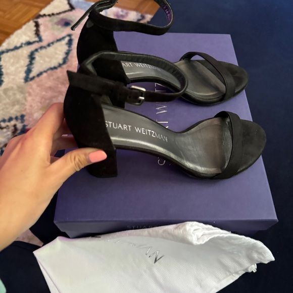 STUART WEITZMAN NearlyNude suede sandals black size 6 - Picture 6 of 11